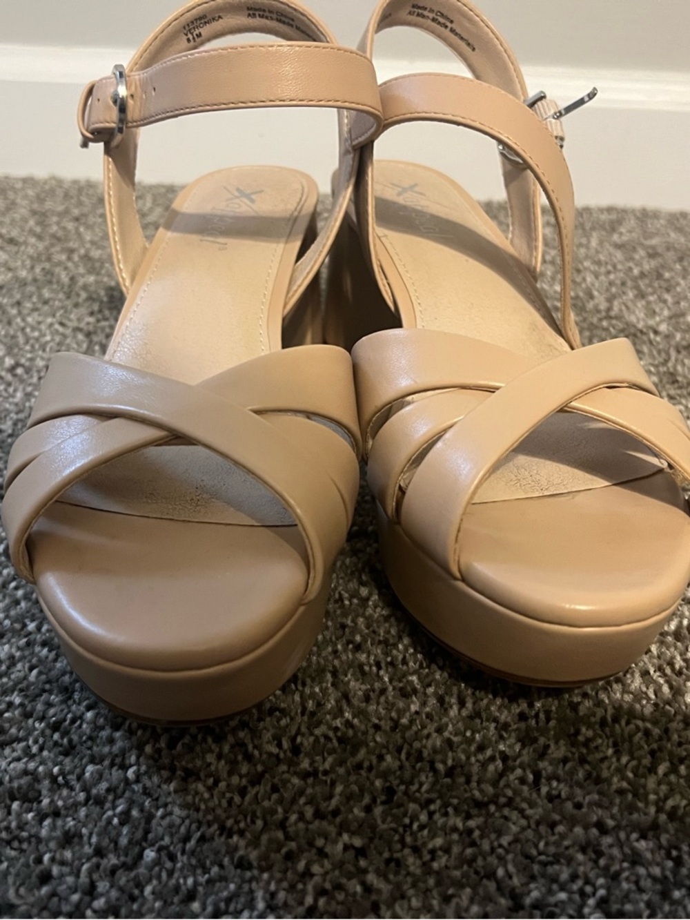 Xappeal Beige Crisscross Slingback Heels - Picture 3 of 3